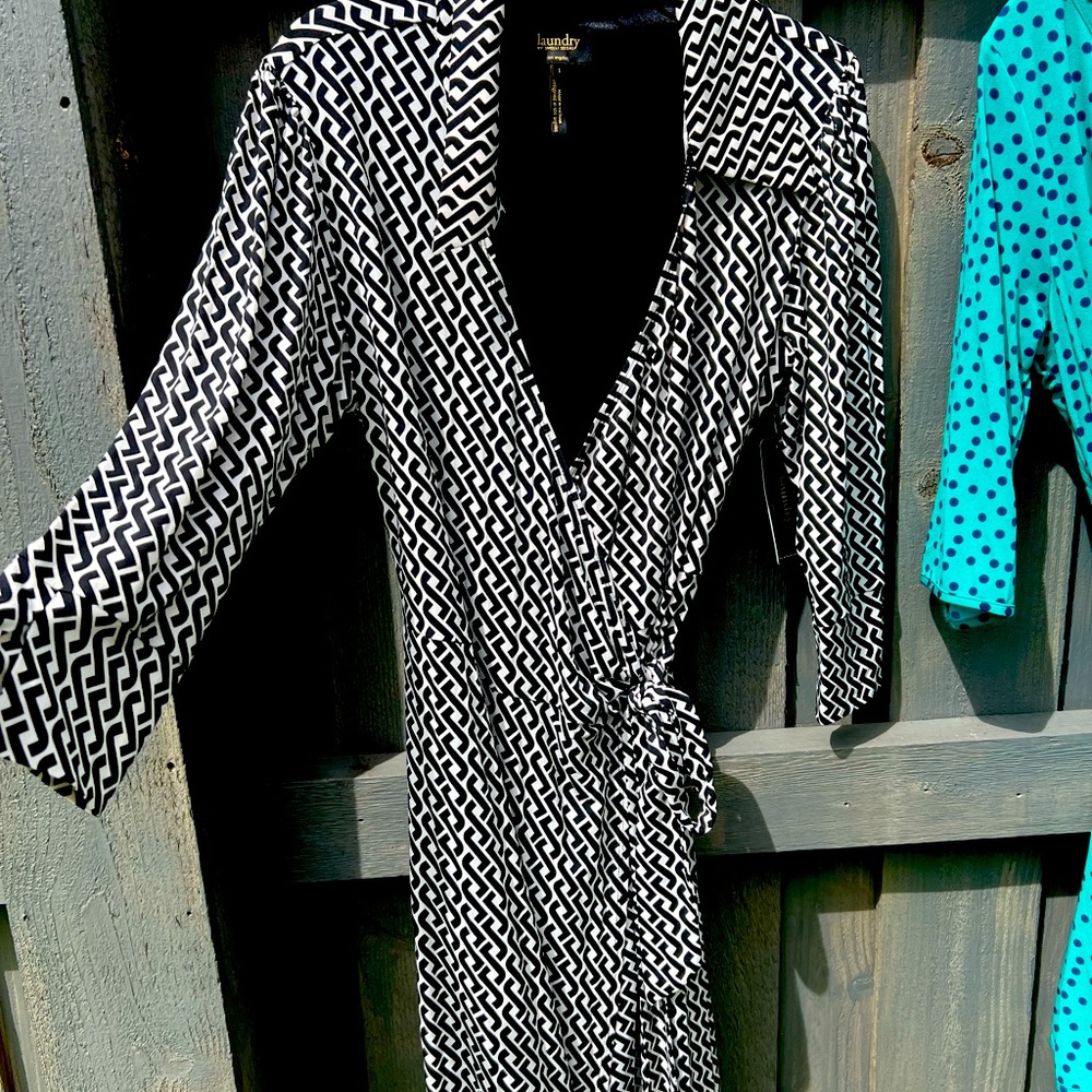 Laundry Black & White Wrap Dress